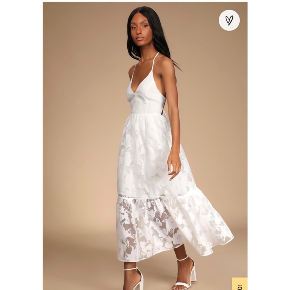 Lulus lace up white midi dress